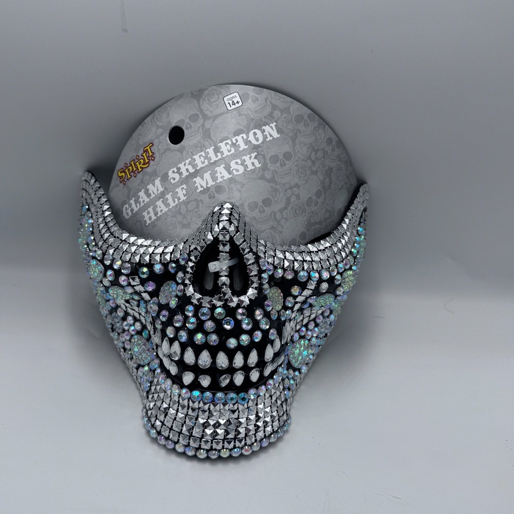 Spirit Halloween Glam Skeleton Half Mask Rhinestone Bling Costume Masquerade